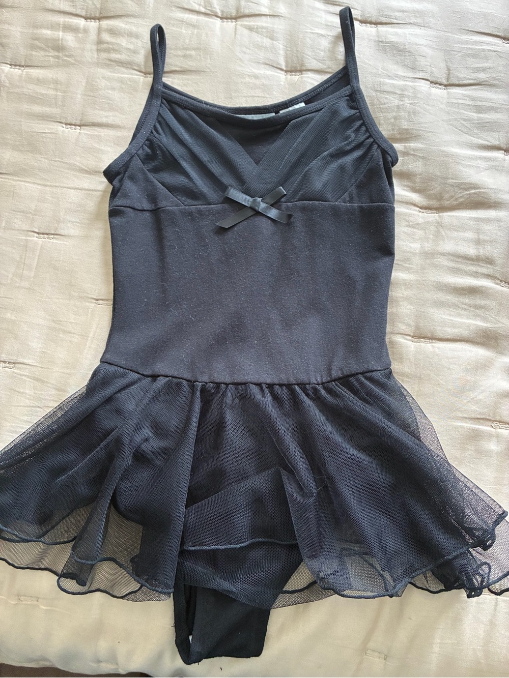 Danskin Black Girls' Ballet Leotard with Mesh Skirt and Bow